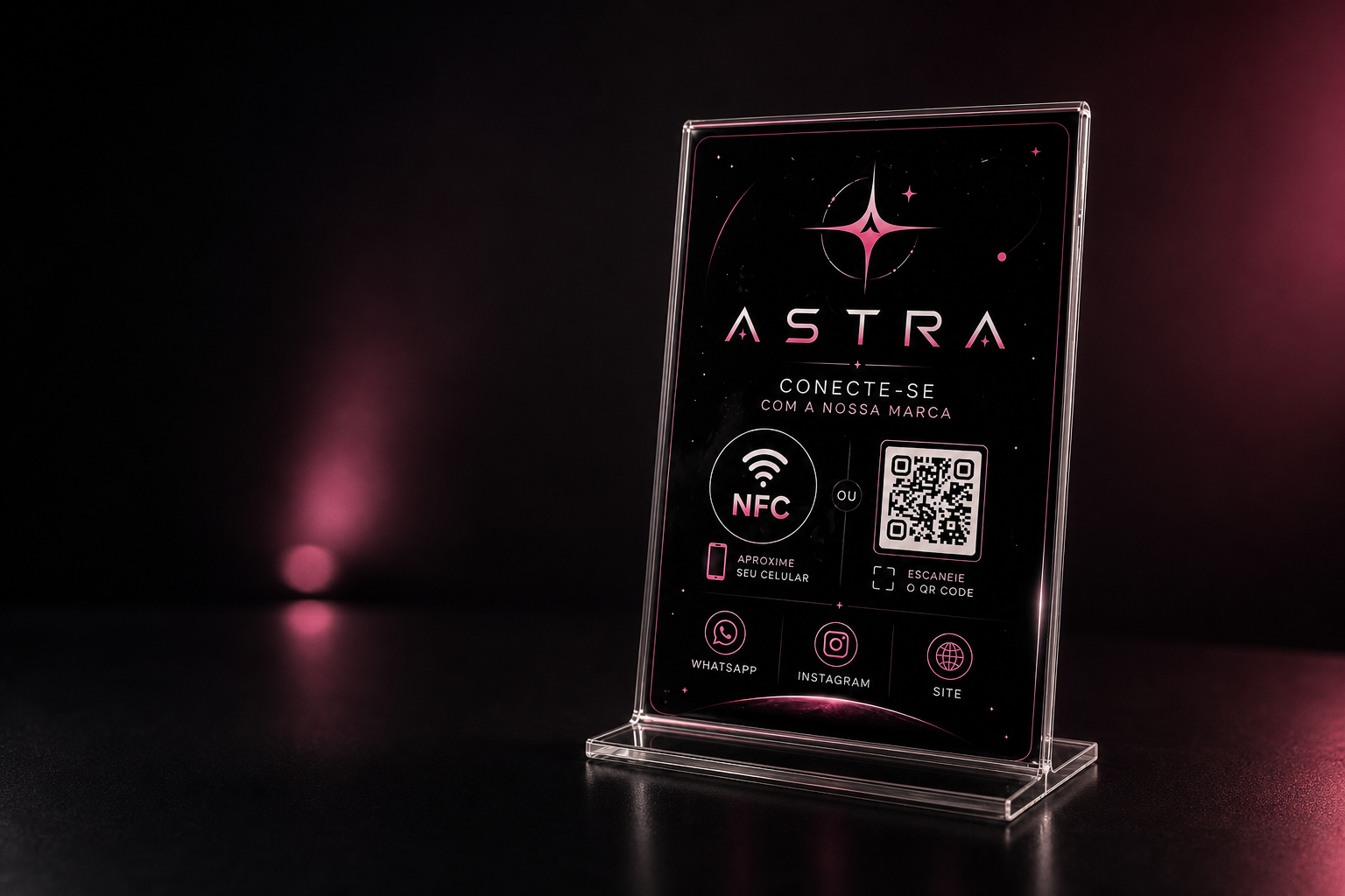 Plaquinha Astra Smart com tecnologia NFC